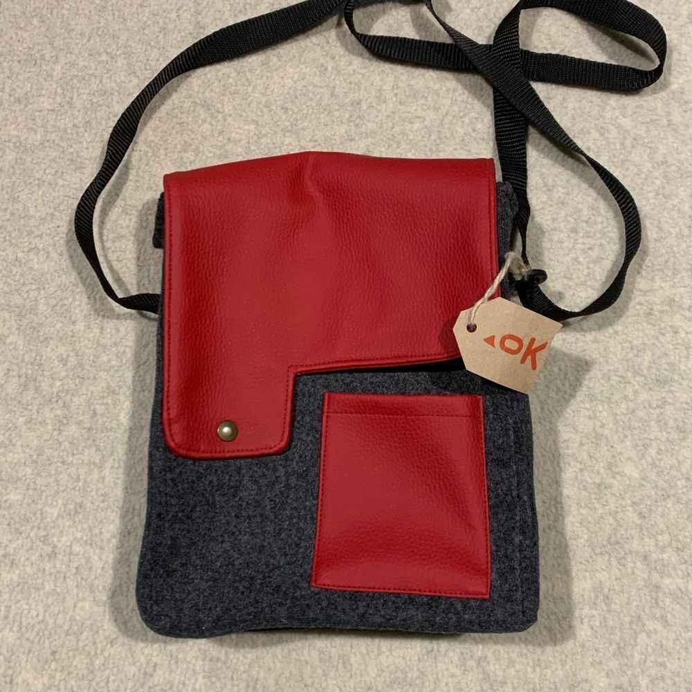 BOOKA, Stylish Red and Gray Men's Bag